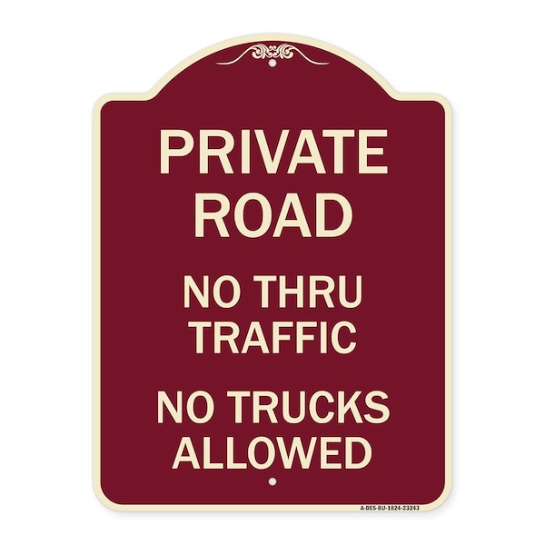 Signmission Private Road No Thru Traffic No Trucks Allowed Heavy-Gauge Aluminum Sign, 24" x 18", BU-1824-23243 A-DES-BU-1824-23243 - main